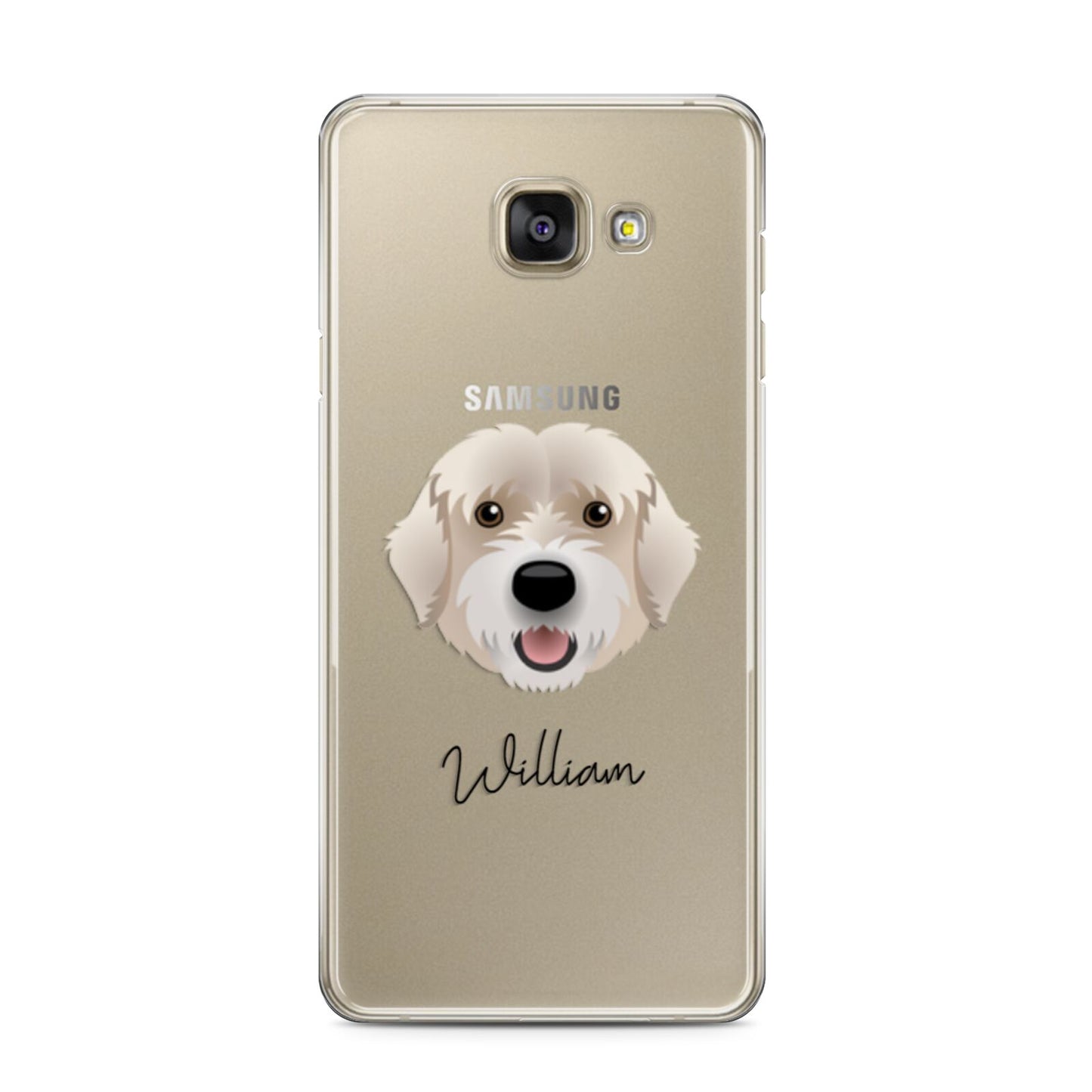 Portuguese Water Dog Personalised Samsung Galaxy A3 2016 Case on gold phone