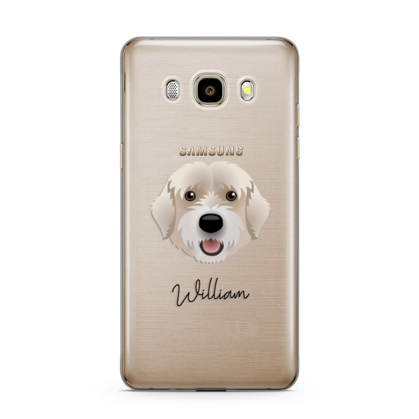 Portuguese Water Dog Personalised Samsung Galaxy J7 2016 Case on gold phone