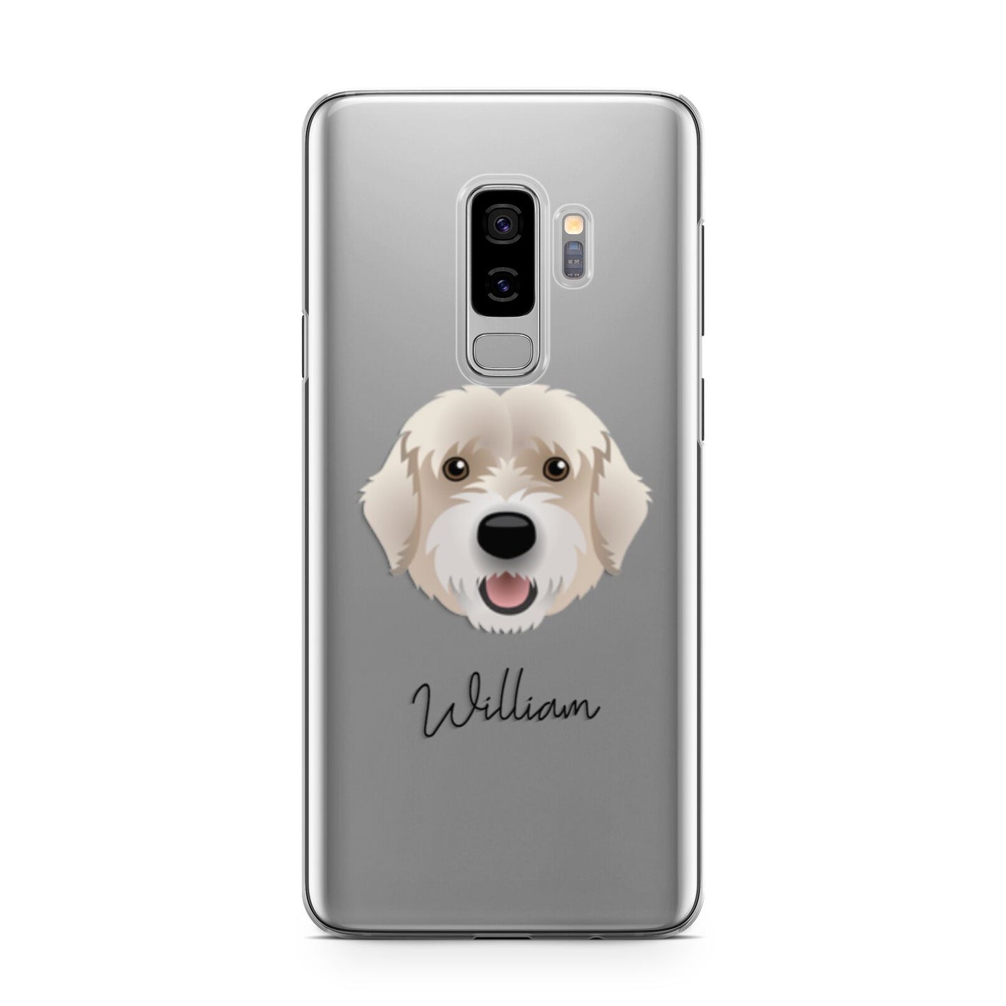 Portuguese Water Dog Personalised Samsung Galaxy S9 Plus Case on Silver phone