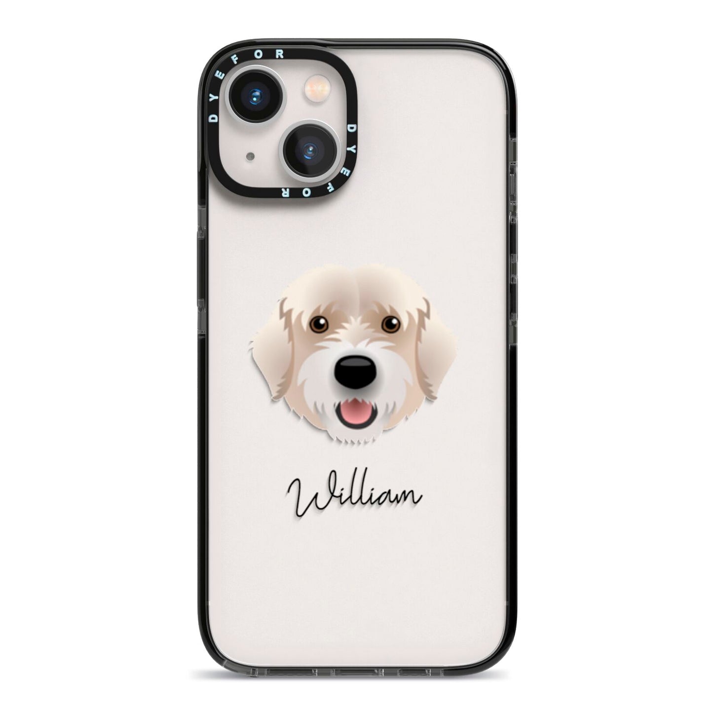 Portuguese Water Dog Personalised iPhone 13 Black Impact Case on Silver phone