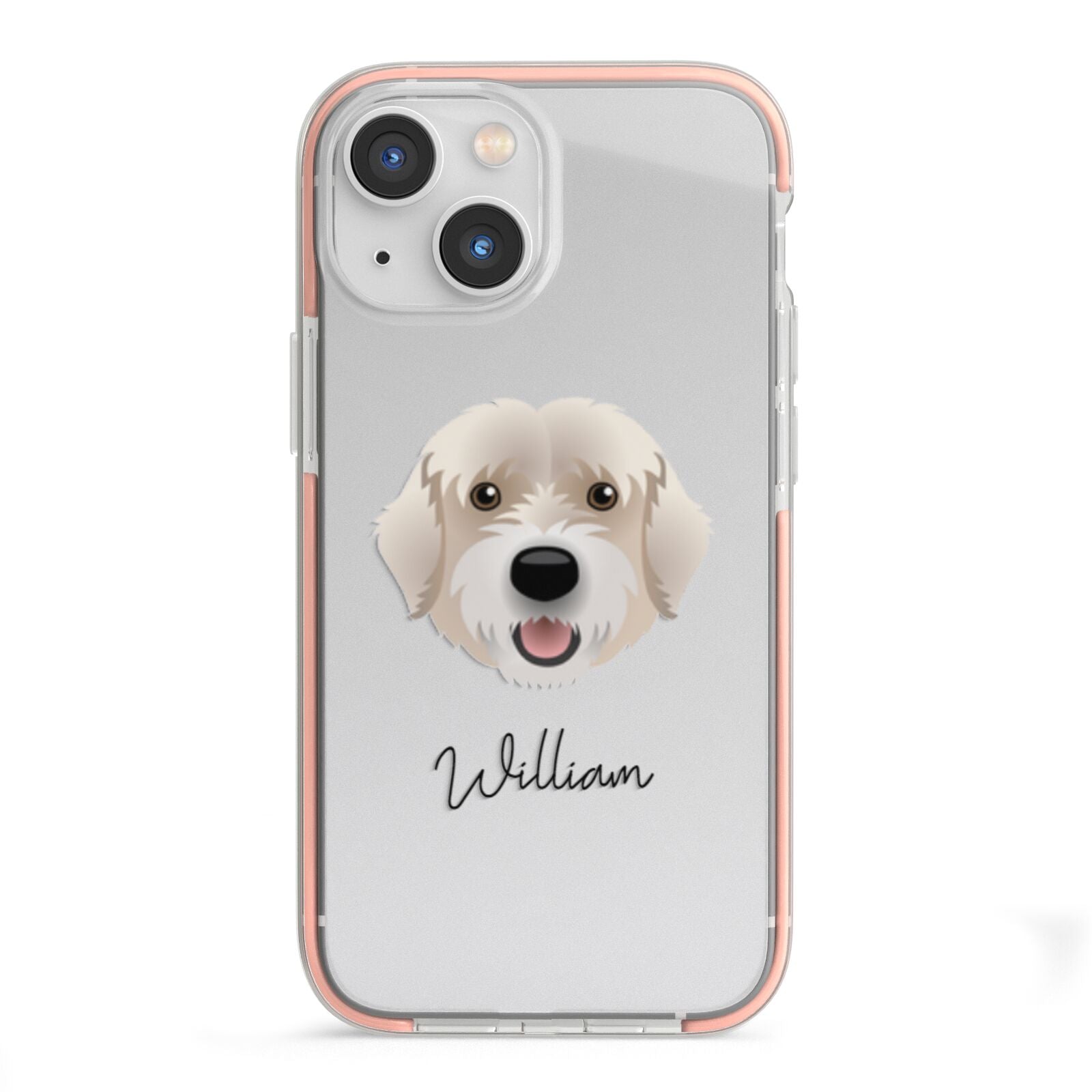 Portuguese Water Dog Personalised iPhone 13 Mini TPU Impact Case with Pink Edges