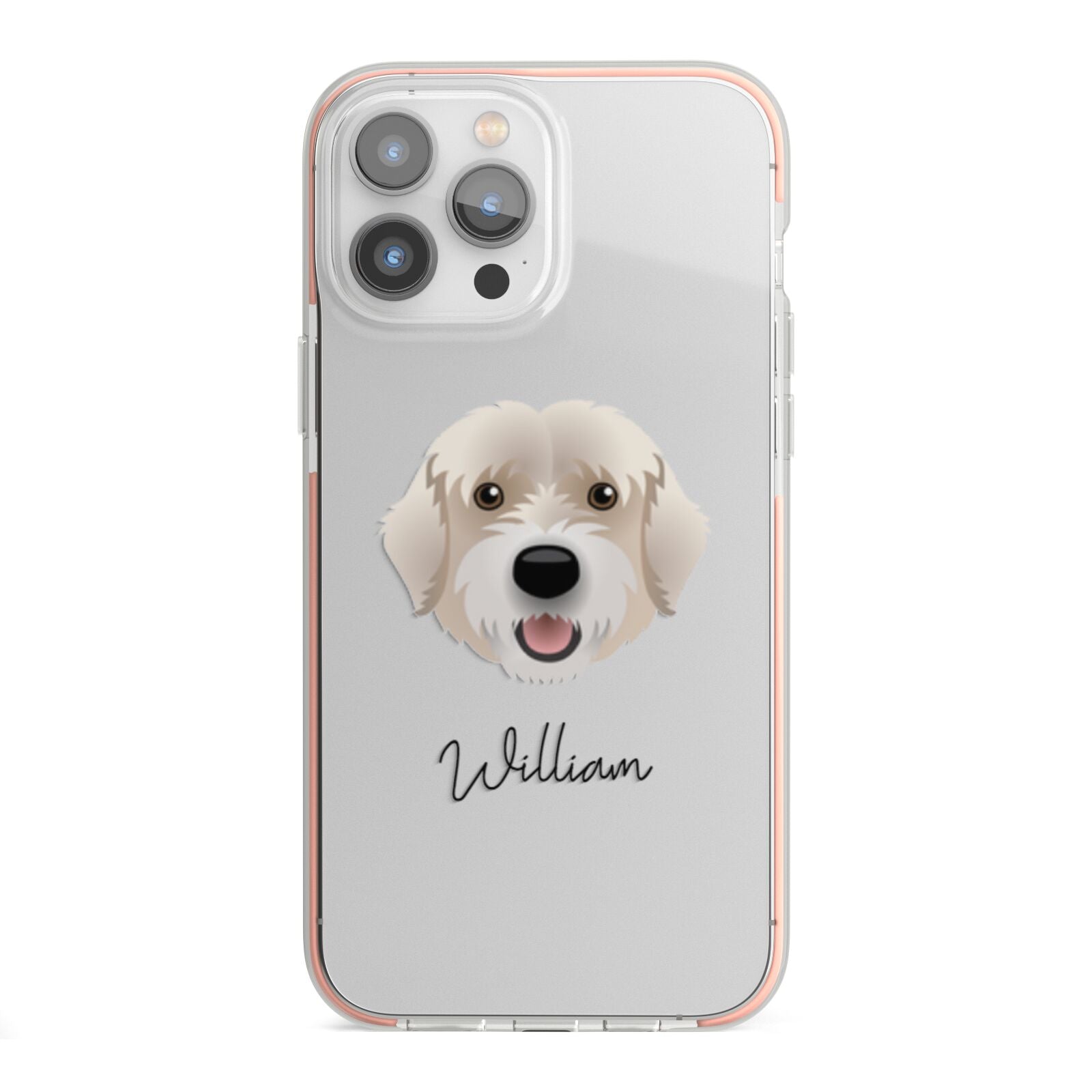 Portuguese Water Dog Personalised iPhone 13 Pro Max TPU Impact Case with Pink Edges