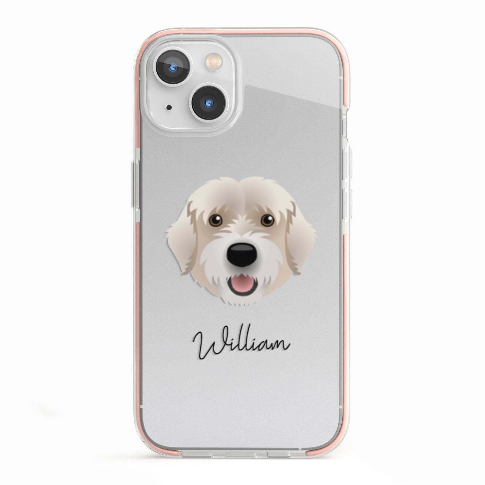 Portuguese Water Dog Personalised iPhone 13 TPU Impact Case with Pink Edges