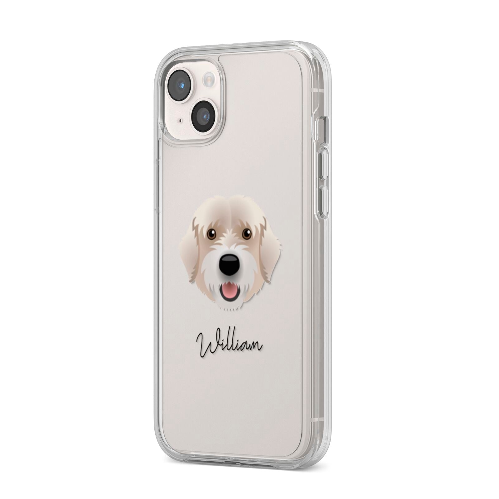 Portuguese Water Dog Personalised iPhone 14 Plus Clear Tough Case Starlight Angled Image