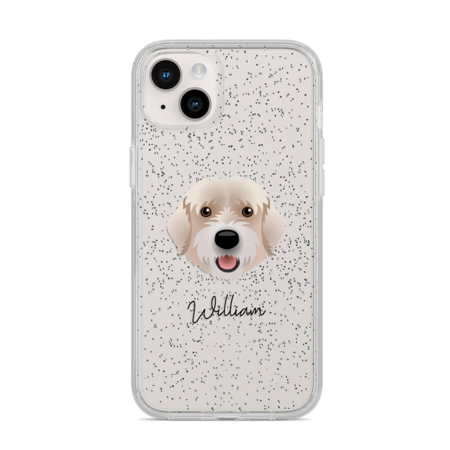 Portuguese Water Dog Personalised iPhone 14 Plus Glitter Tough Case Starlight