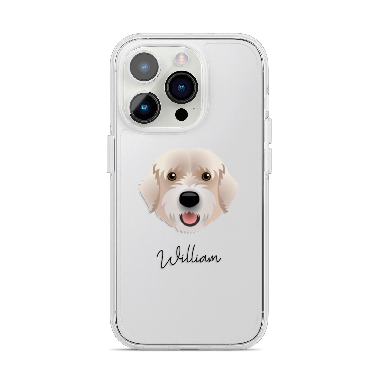 Portuguese Water Dog Personalised iPhone 14 Pro Clear Tough Case Silver