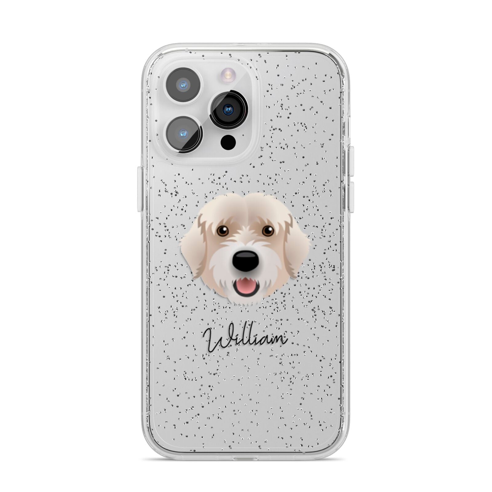 Portuguese Water Dog Personalised iPhone 14 Pro Max Glitter Tough Case Silver