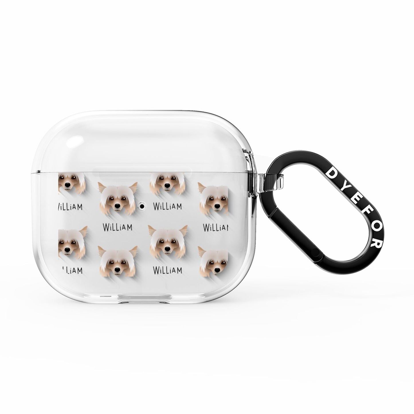 Powderpuff Chinese Crested Icon with Name AirPods Clear Case 3rd Gen
