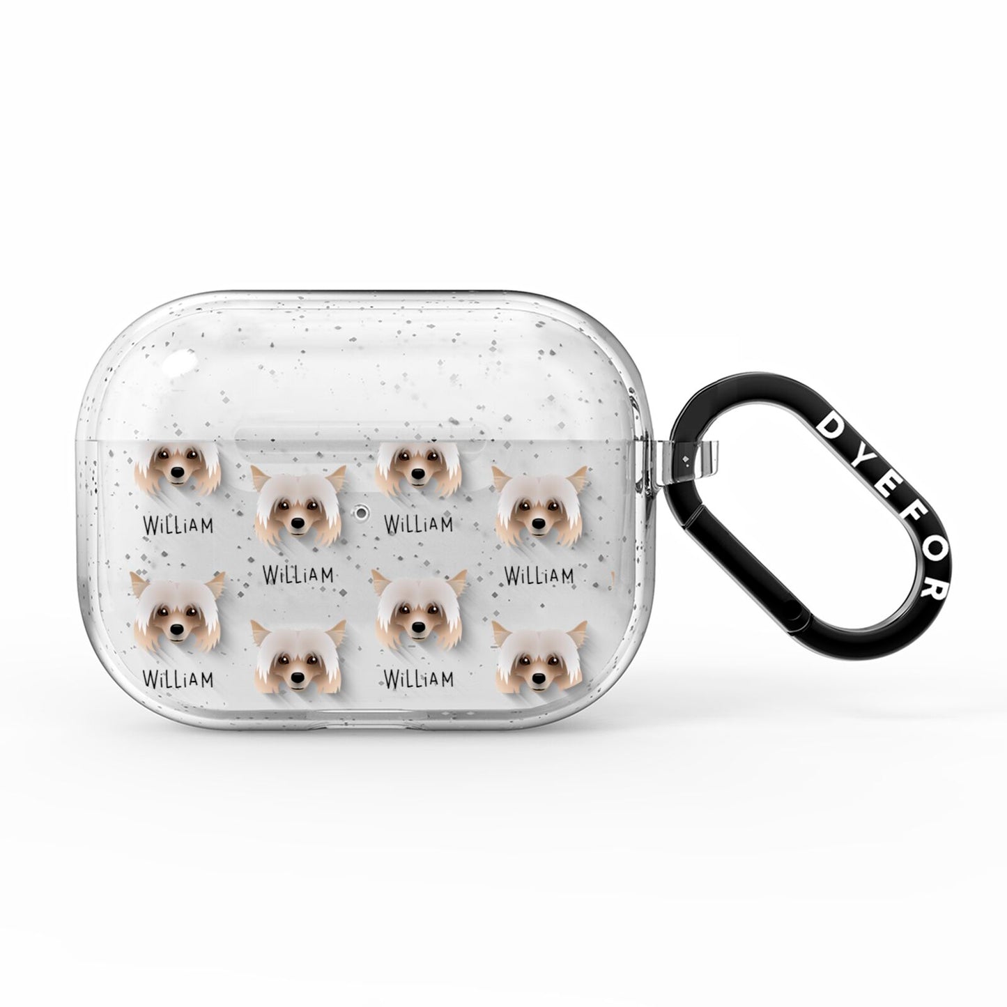 Powderpuff Chinese Crested Icon with Name AirPods Pro Glitter Case