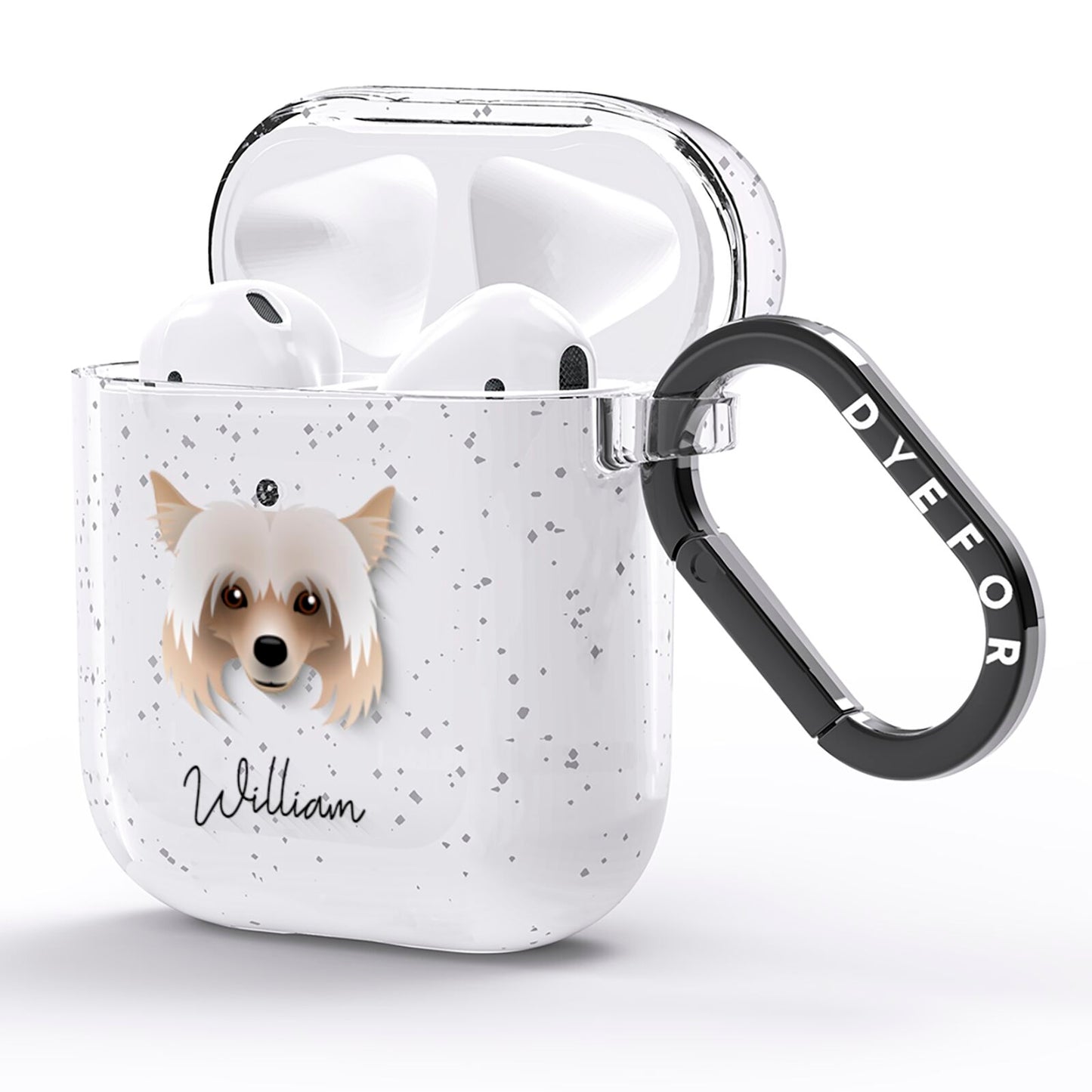 Powderpuff Chinese Crested Personalised AirPods Glitter Case Side Image