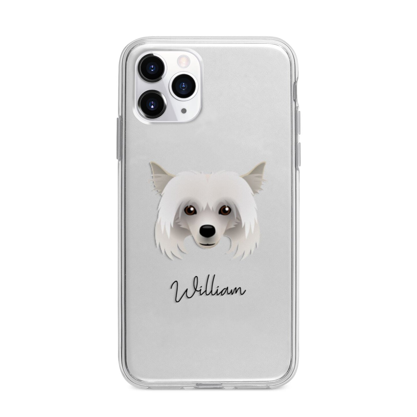 Powderpuff Chinese Crested Personalised Apple iPhone 11 Pro Max in Silver with Bumper Case