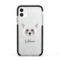 Powderpuff Chinese Crested Personalised Apple iPhone 11 in White with Black Impact Case