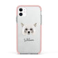 Powderpuff Chinese Crested Personalised Apple iPhone 11 in White with Pink Impact Case