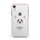 Powderpuff Chinese Crested Personalised Apple iPhone XR Impact Case Pink Edge on Silver Phone