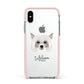 Powderpuff Chinese Crested Personalised Apple iPhone Xs Impact Case Pink Edge on Silver Phone