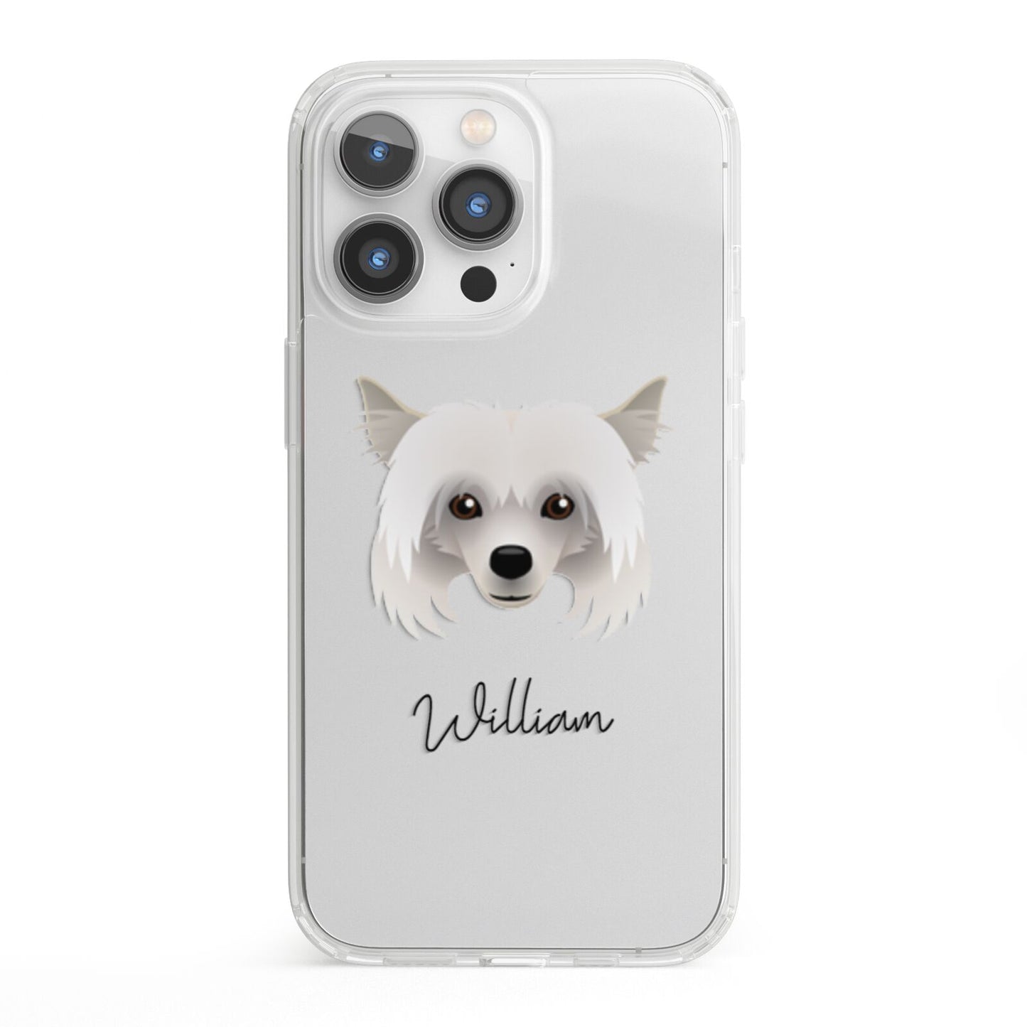 Powderpuff Chinese Crested Personalised iPhone 13 Pro Clear Bumper Case