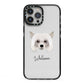 Powderpuff Chinese Crested Personalised iPhone 13 Pro Max Black Impact Case on Silver phone