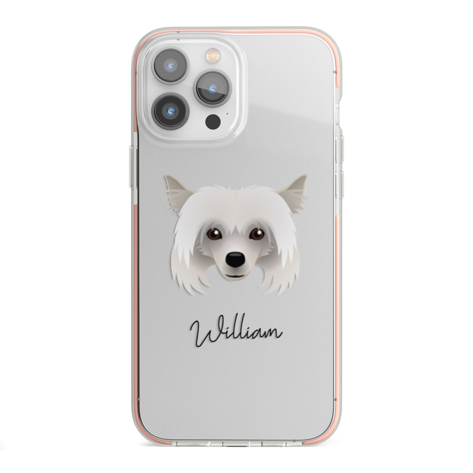 Powderpuff Chinese Crested Personalised iPhone 13 Pro Max TPU Impact Case with Pink Edges