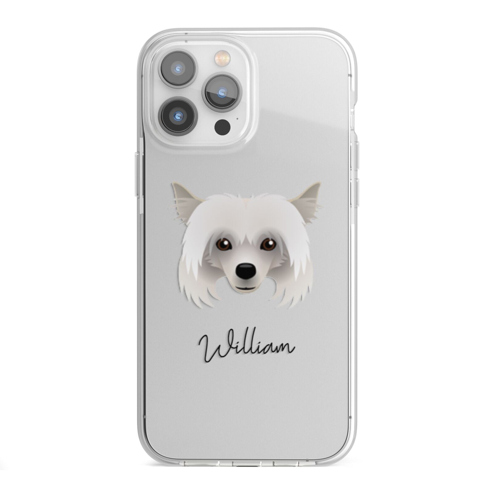 Powderpuff Chinese Crested Personalised iPhone 13 Pro Max TPU Impact Case with White Edges