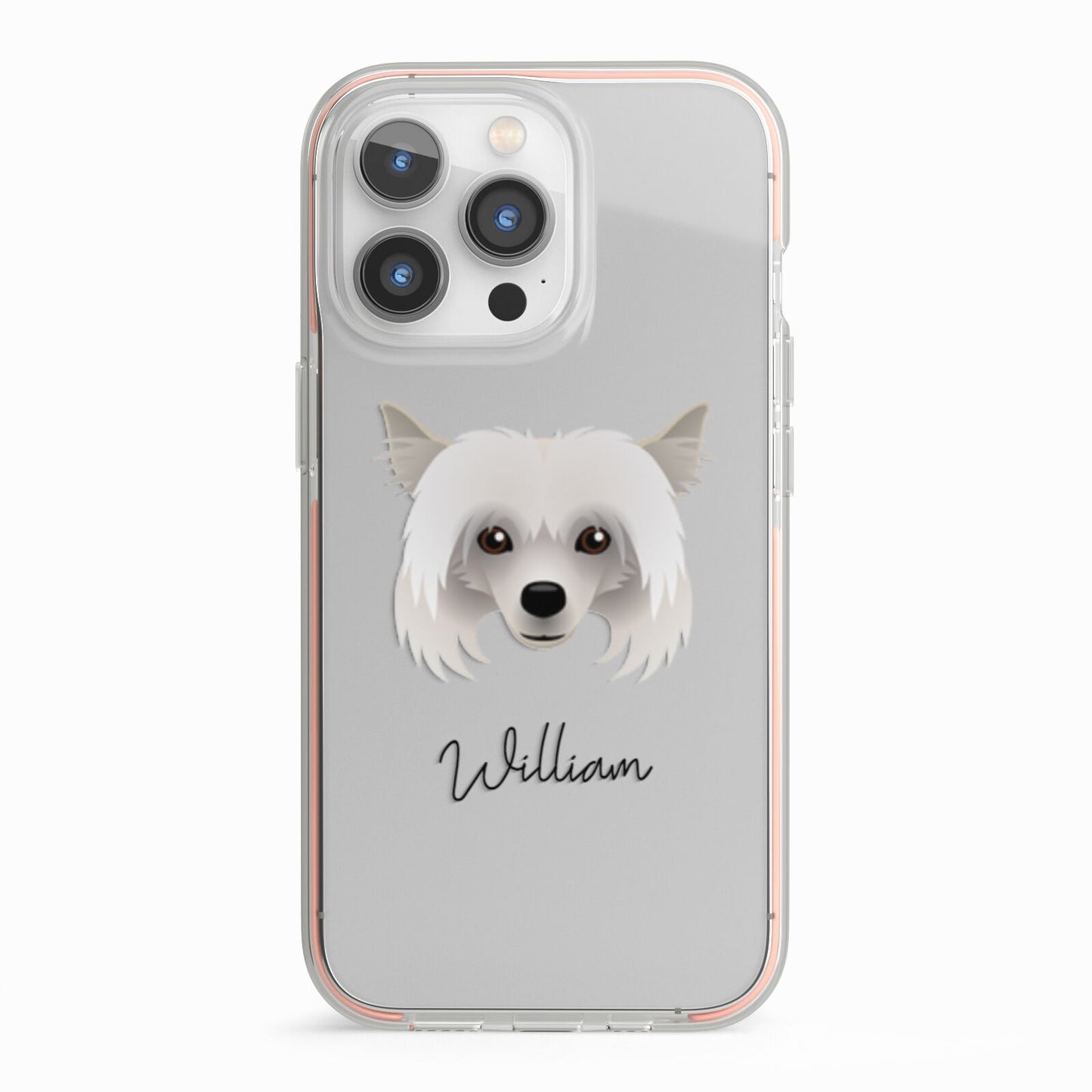 Powderpuff Chinese Crested Personalised iPhone 13 Pro TPU Impact Case with Pink Edges