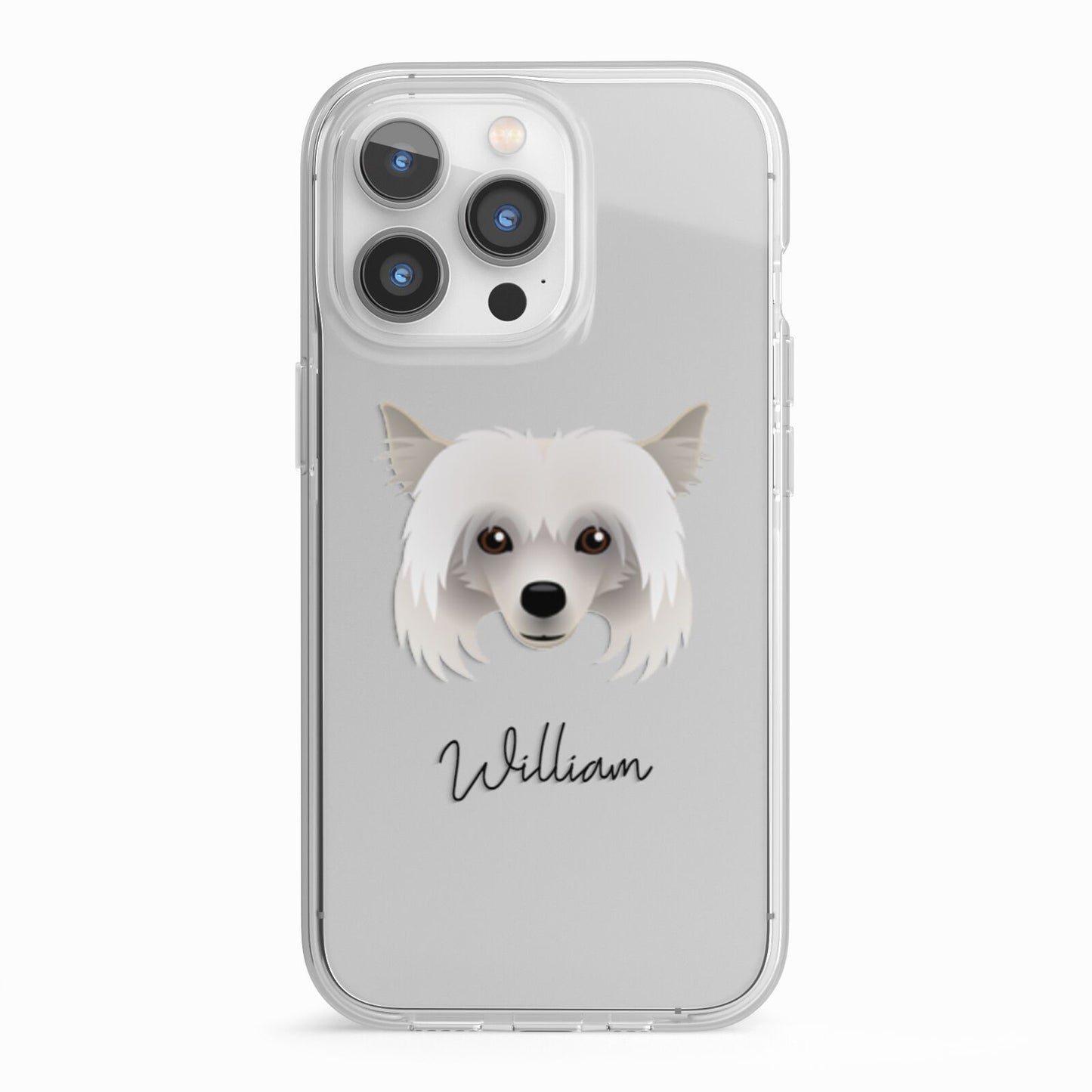 Powderpuff Chinese Crested Personalised iPhone 13 Pro TPU Impact Case with White Edges