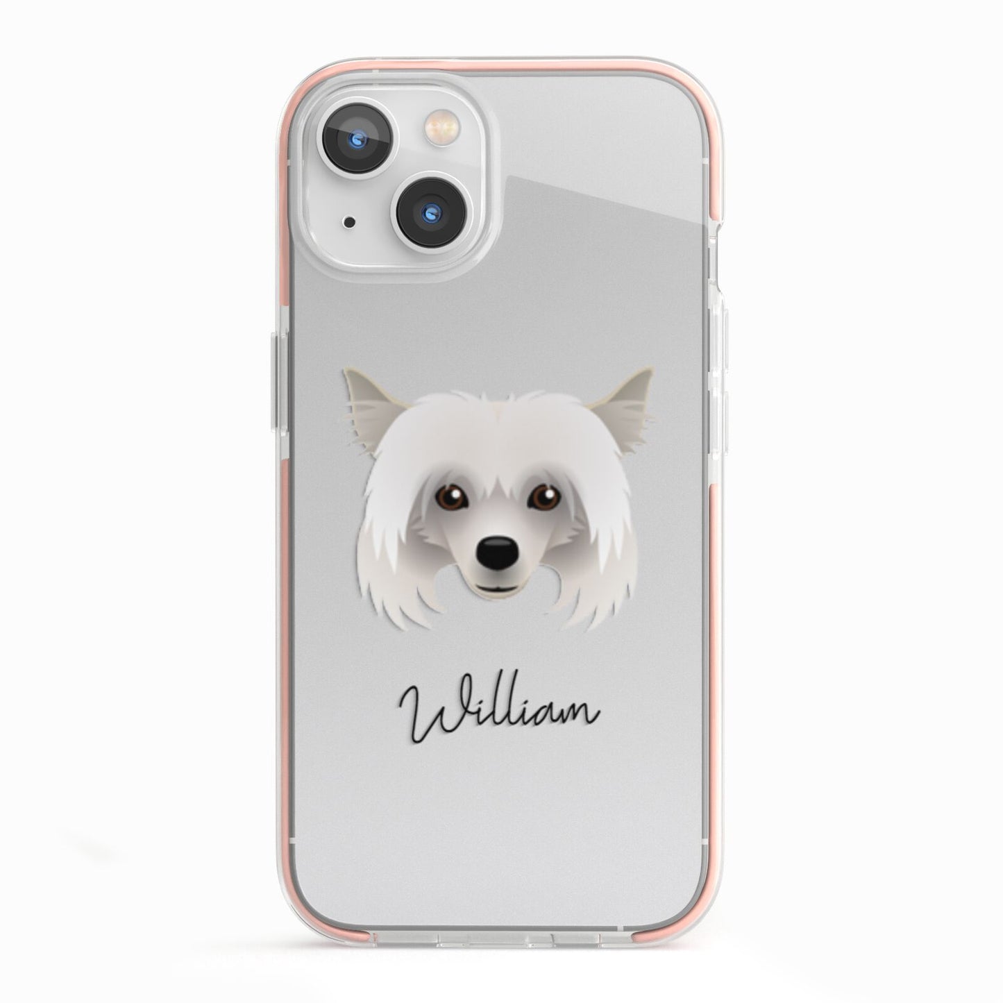 Powderpuff Chinese Crested Personalised iPhone 13 TPU Impact Case with Pink Edges