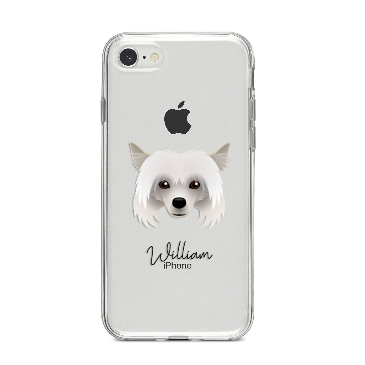 Powderpuff Chinese Crested Personalised iPhone 8 Bumper Case on Silver iPhone