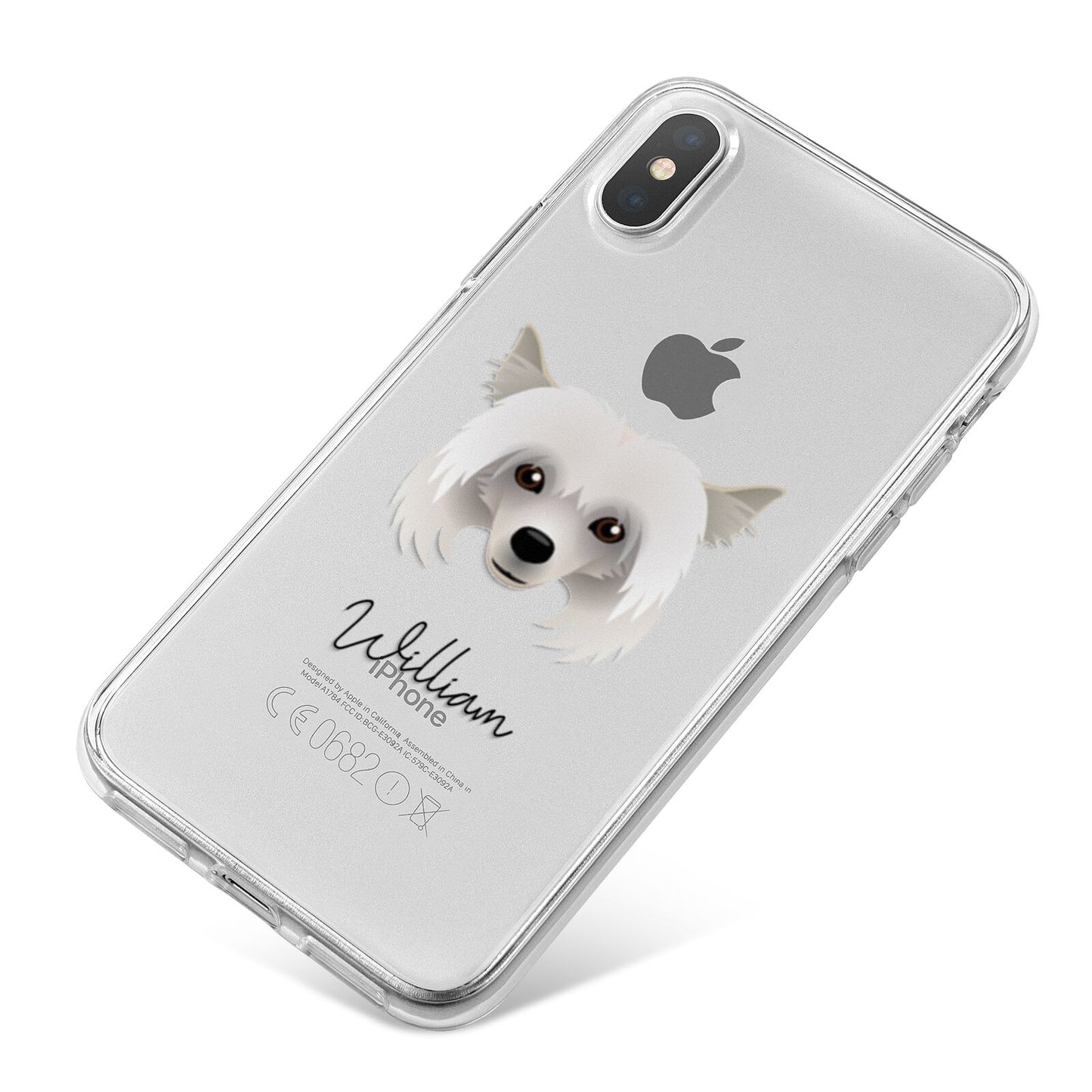 Powderpuff Chinese Crested Personalised iPhone X Bumper Case on Silver iPhone