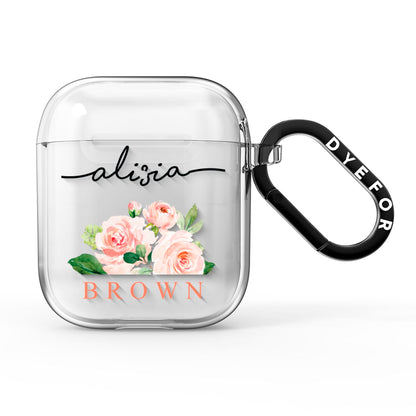Pretty Roses Personalised Name AirPods Clear Case