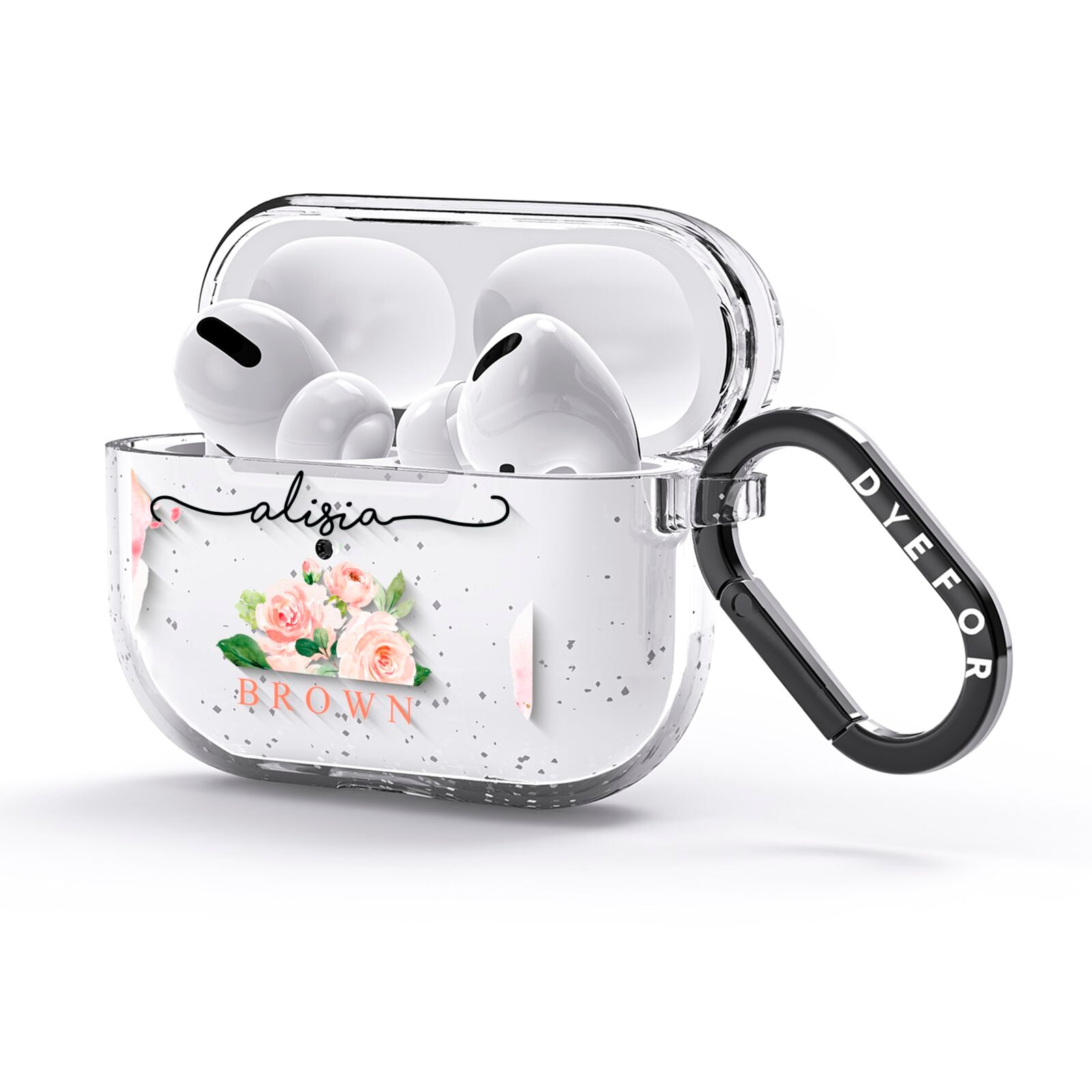 Pretty Roses Personalised Name AirPods Glitter Case 3rd Gen Side Image