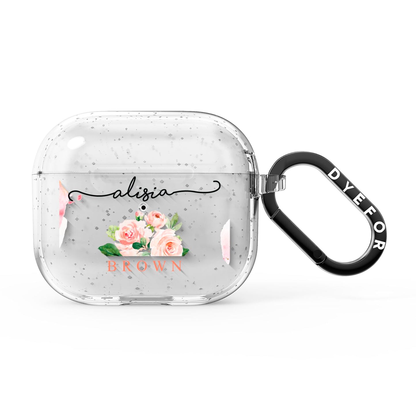 Pretty Roses Personalised Name AirPods Glitter Case 3rd Gen