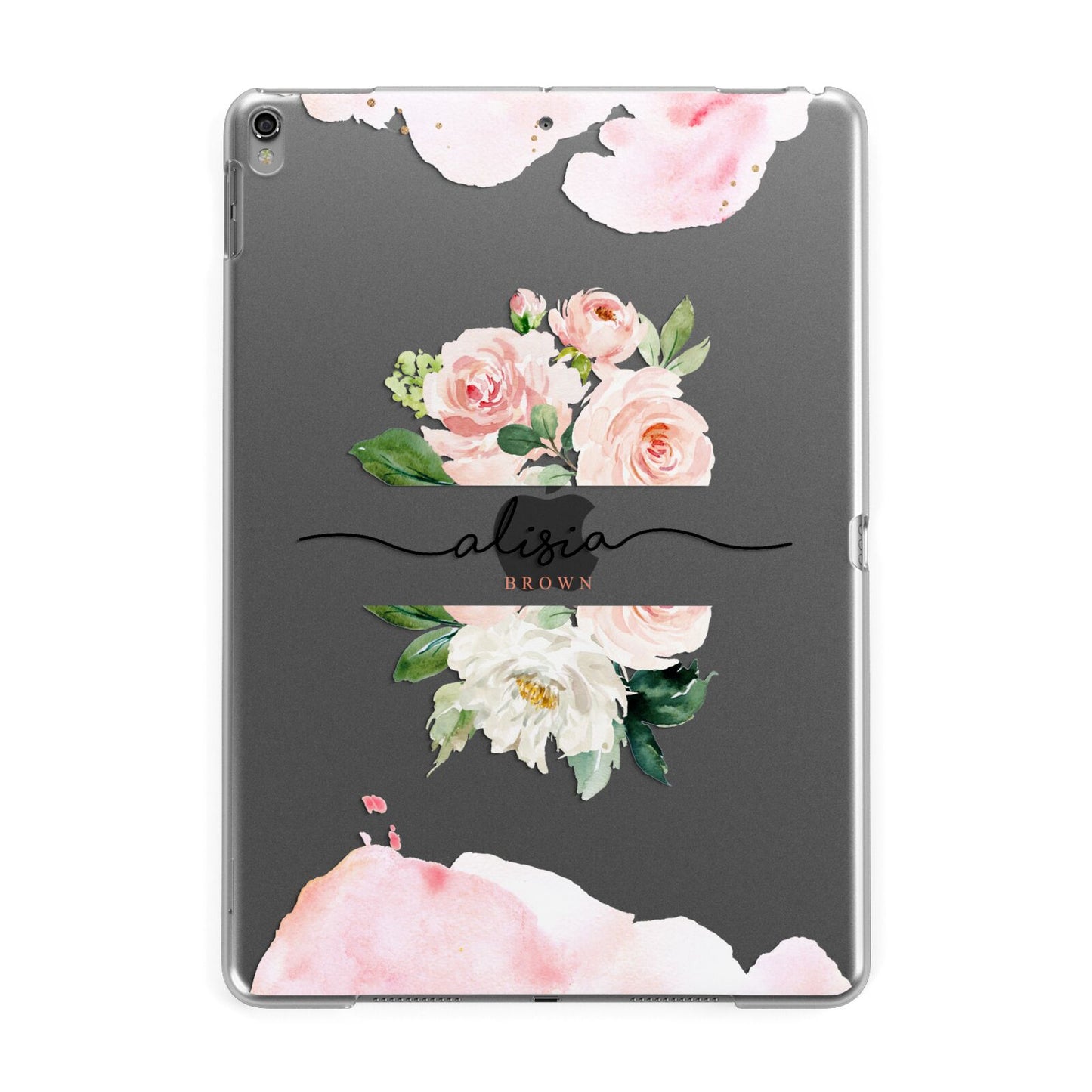 Pretty Roses Personalised Name Apple iPad Grey Case