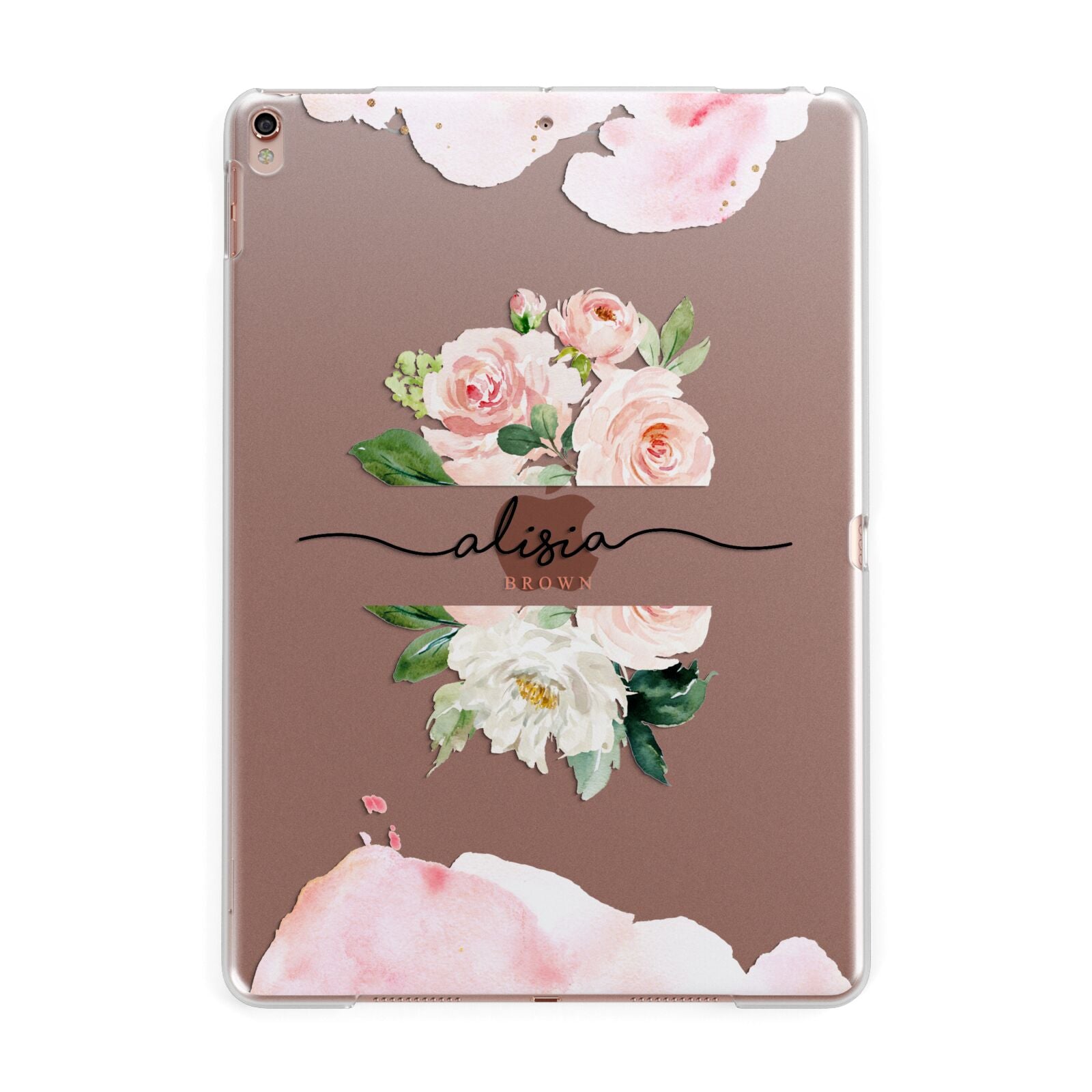 Pretty Roses Personalised Name Apple iPad Rose Gold Case
