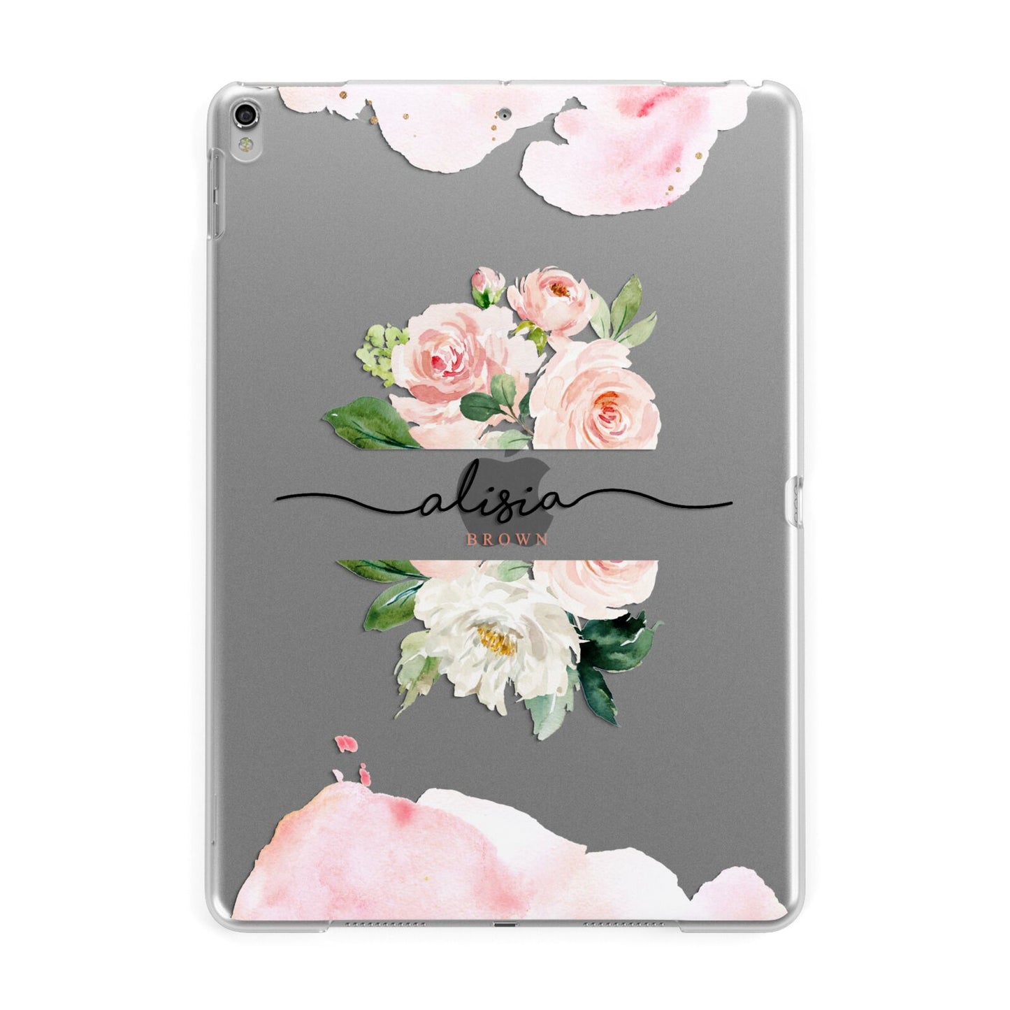 Pretty Roses Personalised Name Apple iPad Silver Case