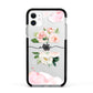 Pretty Roses Personalised Name Apple iPhone 11 in White with Black Impact Case