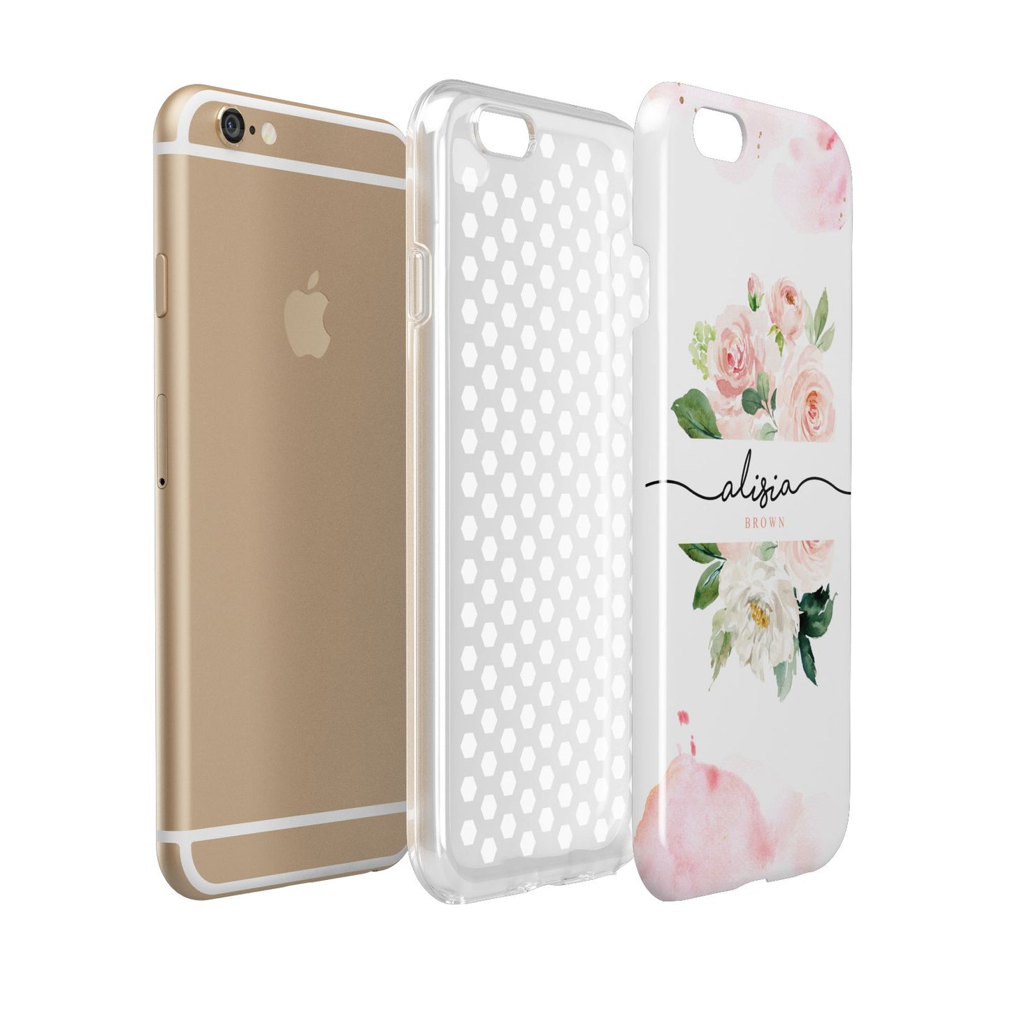 Pretty Roses Personalised Name Apple iPhone 6 3D Tough Case Expanded view