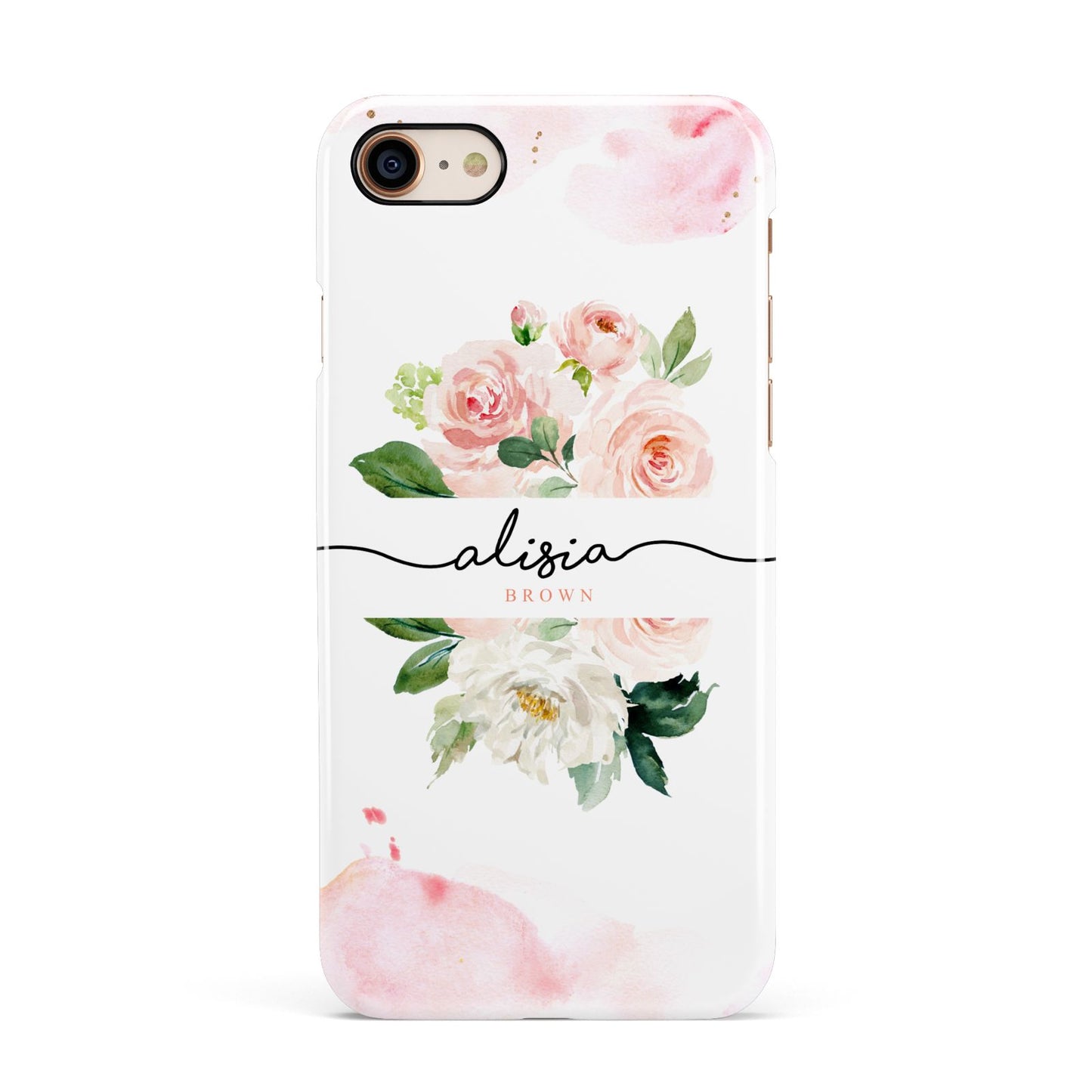 Pretty Roses Personalised Name Apple iPhone 7 8 3D Snap Case