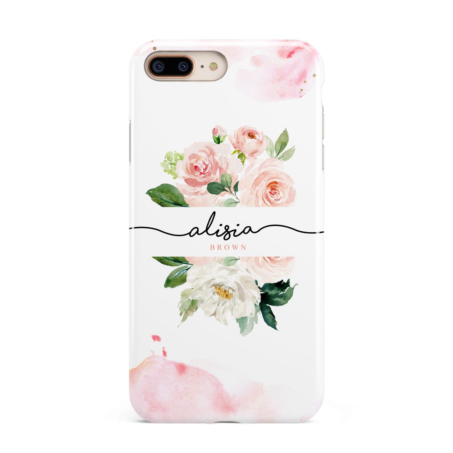 Pretty Roses Personalised Name Apple iPhone 7 8 Plus 3D Tough Case