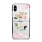 Pretty Roses Personalised Name Apple iPhone Xs Impact Case Black Edge on Silver Phone