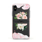 Pretty Roses Personalised Name Apple iPhone Xs Impact Case Pink Edge on Black Phone
