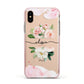 Pretty Roses Personalised Name Apple iPhone Xs Impact Case Pink Edge on Gold Phone