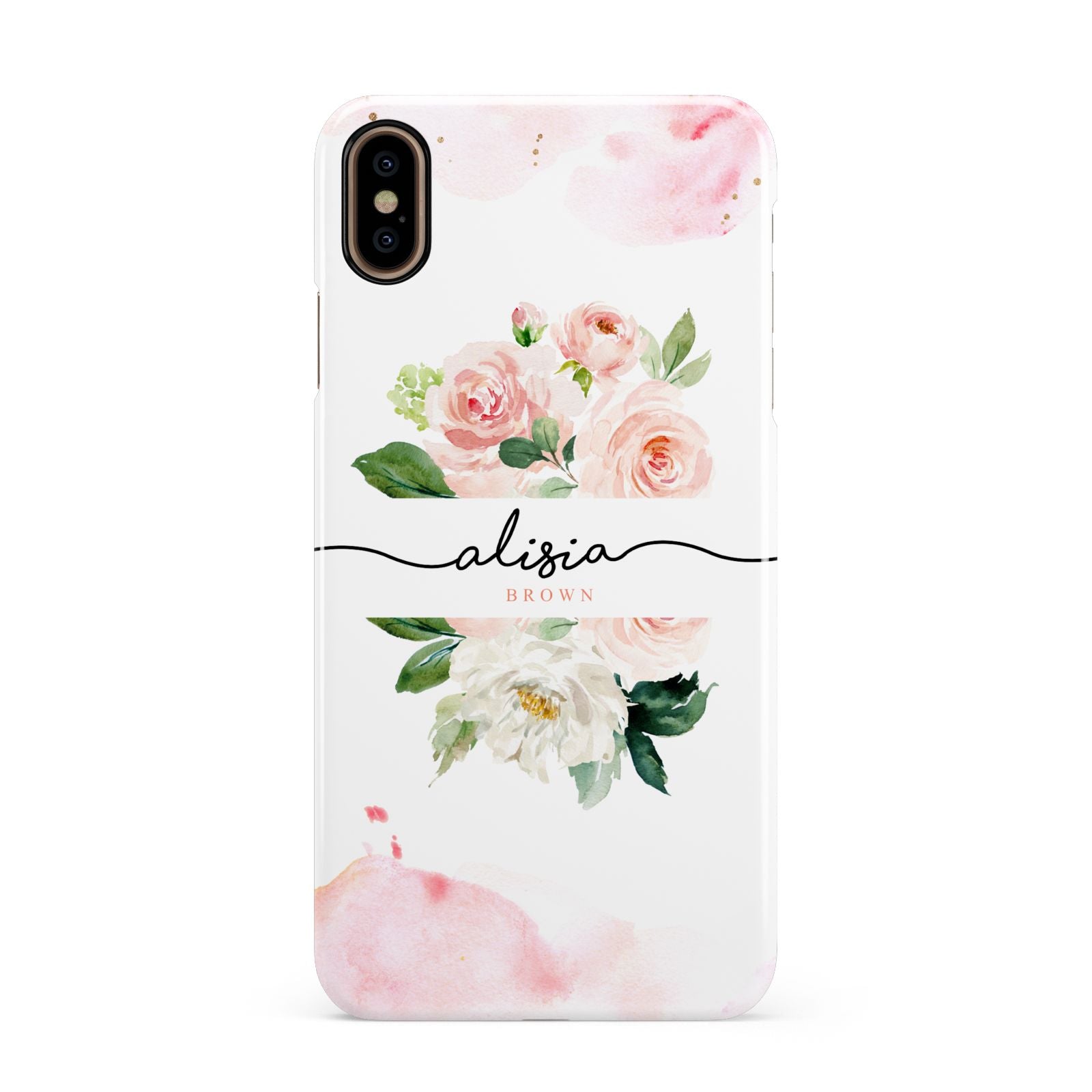 Pretty Roses Personalised Name Apple iPhone Xs Max 3D Snap Case
