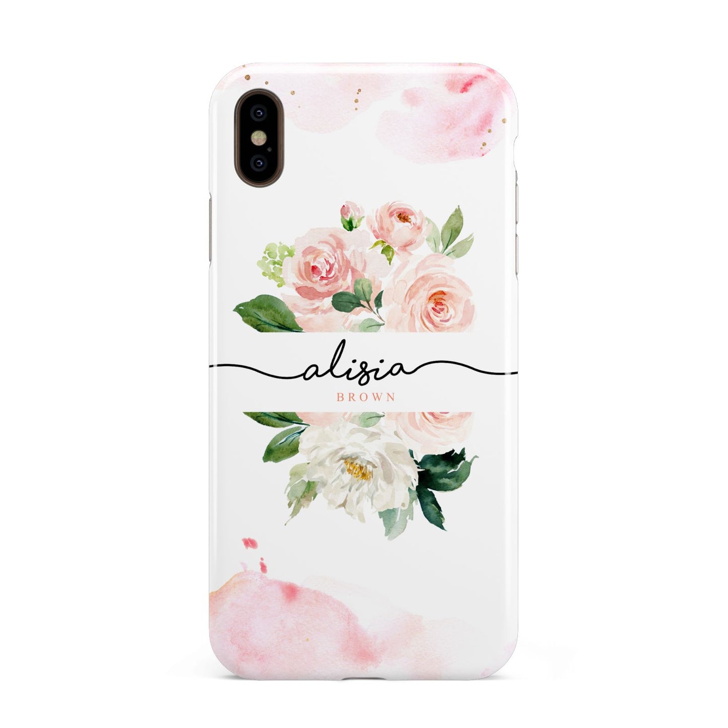 Pretty Roses Personalised Name Apple iPhone Xs Max 3D Tough Case
