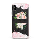 Pretty Roses Personalised Name Apple iPhone Xs Max Impact Case Pink Edge on Black Phone