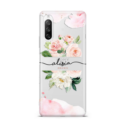 Pretty Roses Personalised Name Sony Xperia 10 III Case
