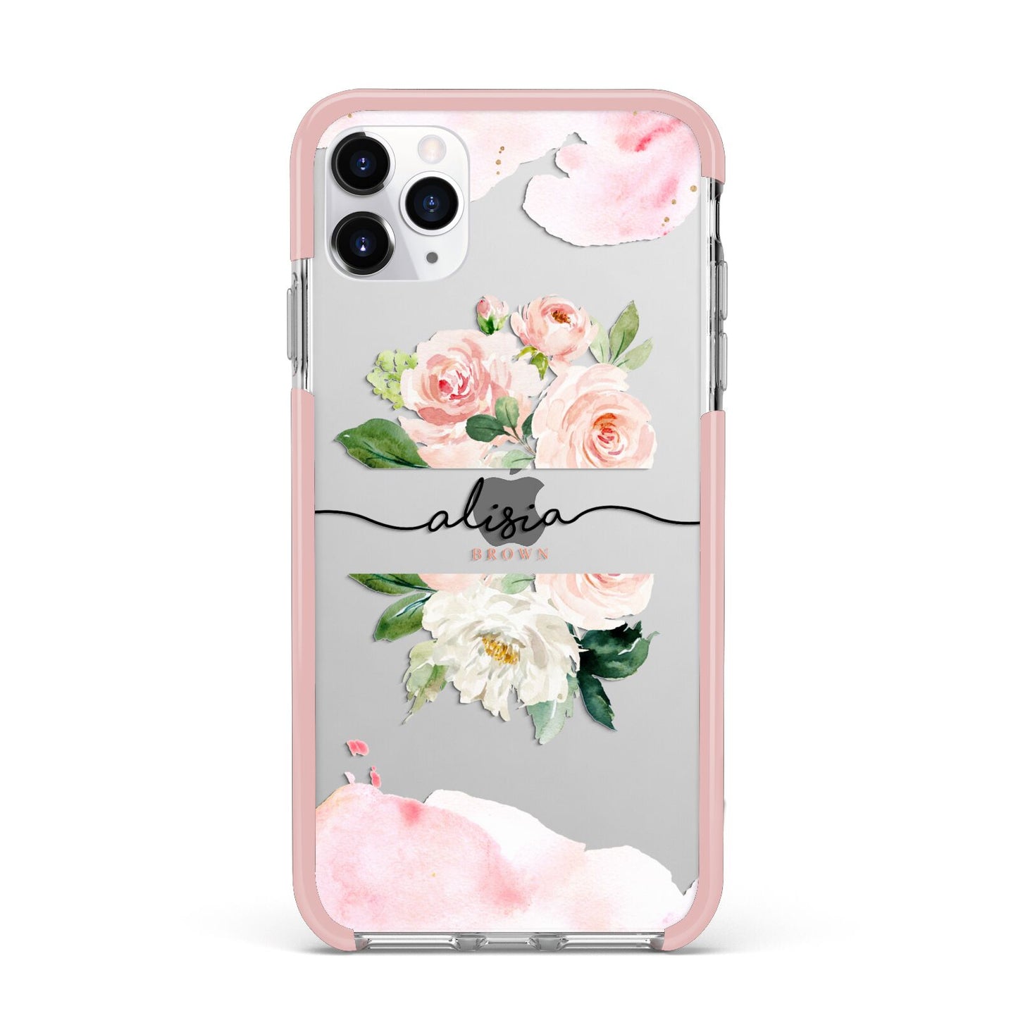 Pretty Roses Personalised Name iPhone 11 Pro Max Impact Pink Edge Case