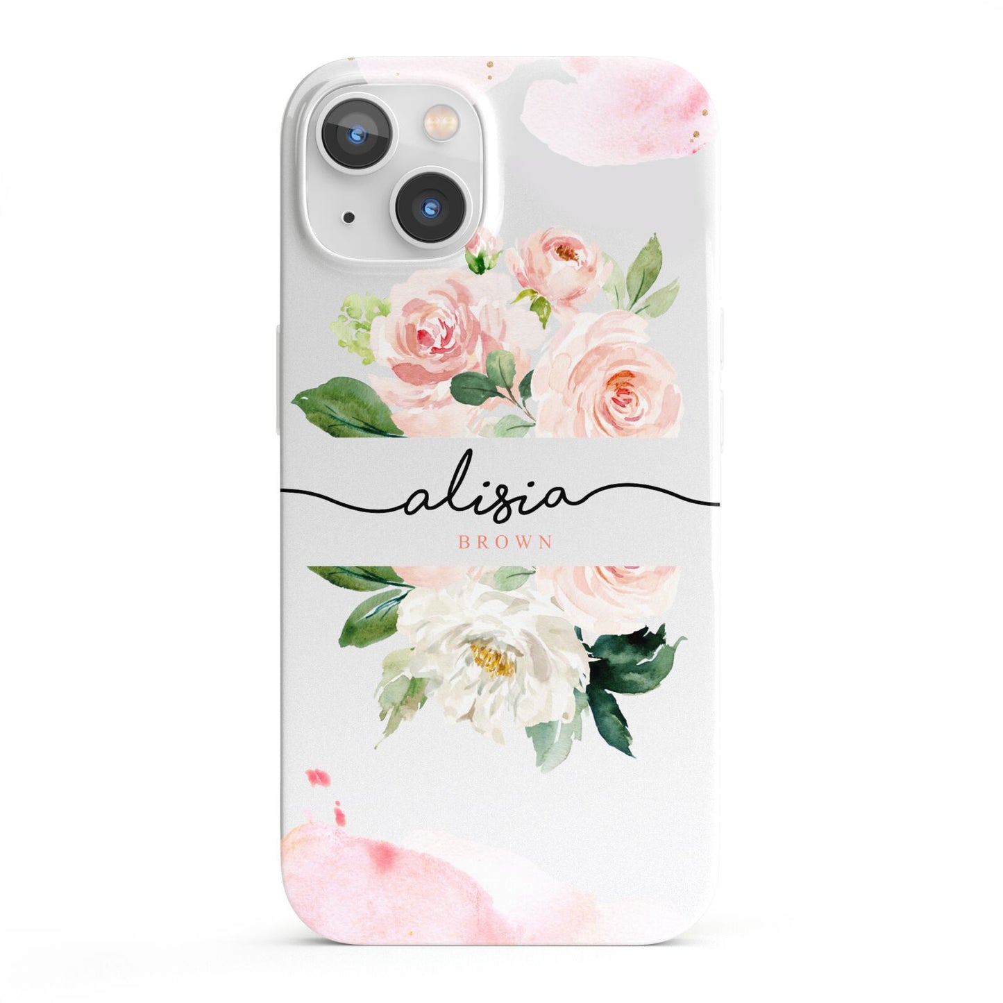 Pretty Roses Personalised Name iPhone 13 Full Wrap 3D Snap Case