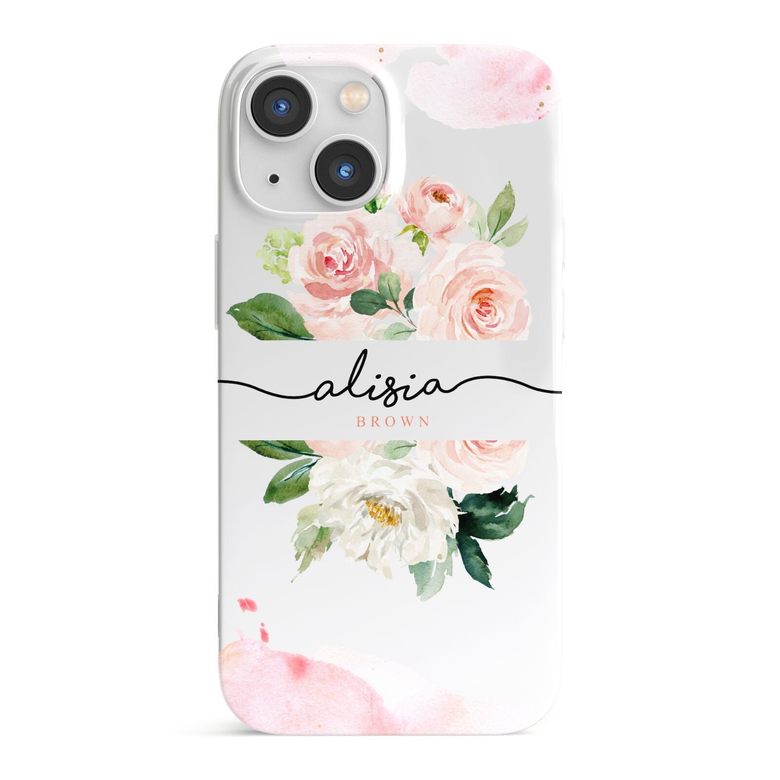 Pretty Roses Personalised Name iPhone 13 Mini Full Wrap 3D Snap Case