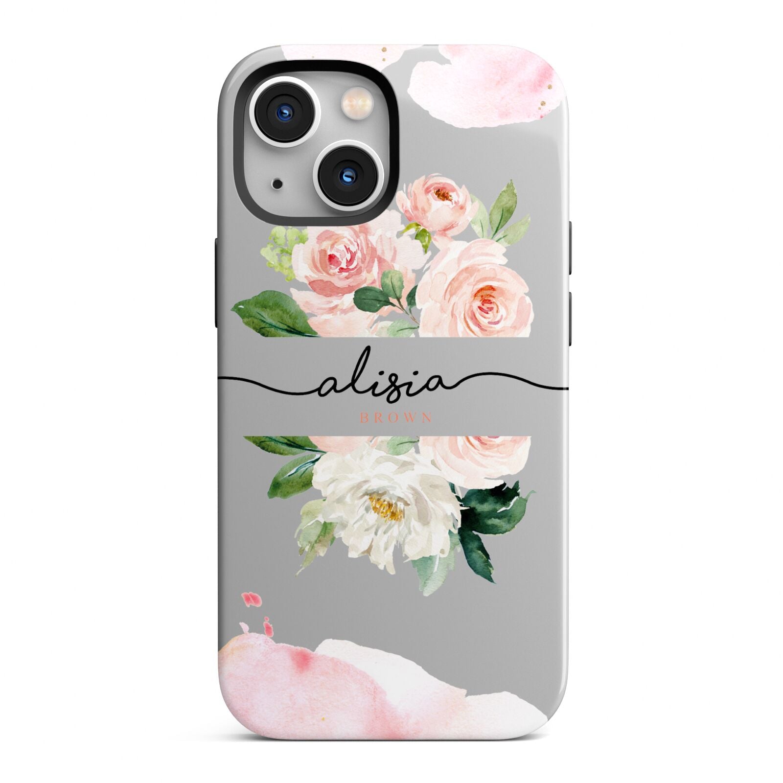 Pretty Roses Personalised Name iPhone 13 Mini Full Wrap 3D Tough Case