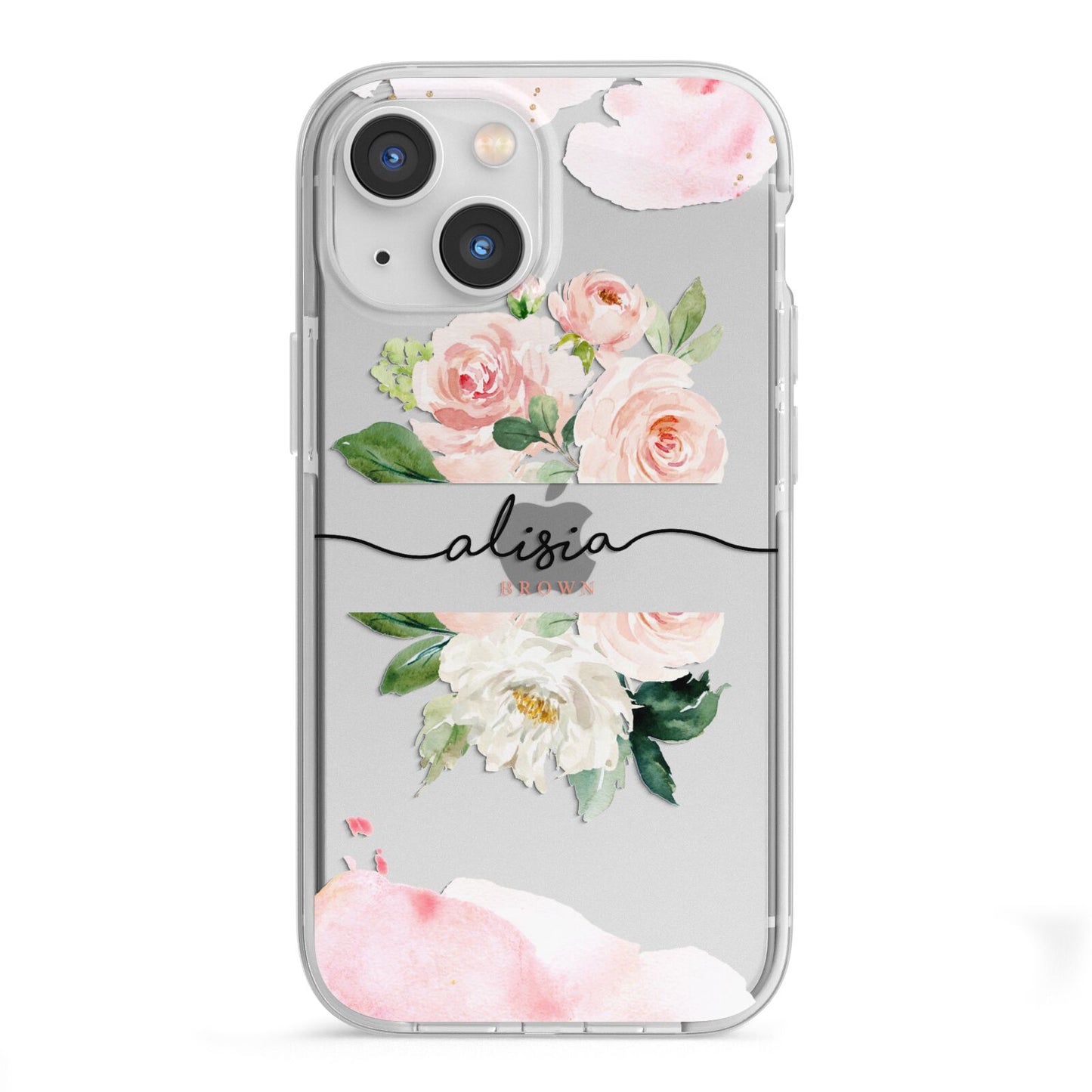 Pretty Roses Personalised Name iPhone 13 Mini TPU Impact Case with White Edges